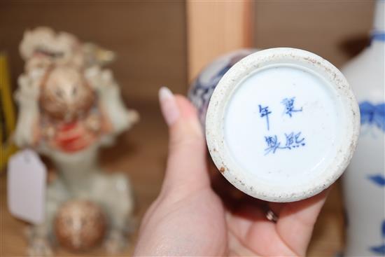 Two Chinese blue and white figure vases, 19th century tallest 20cm